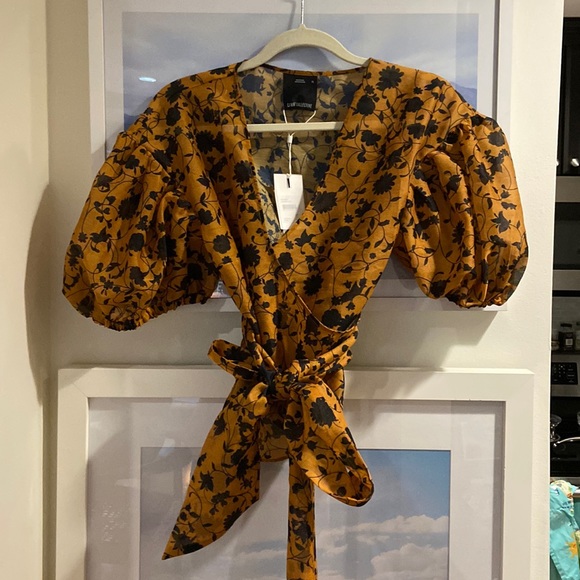 NWT CME collective Love Hate wrap top in marigold, size XL - Picture 1 of 4